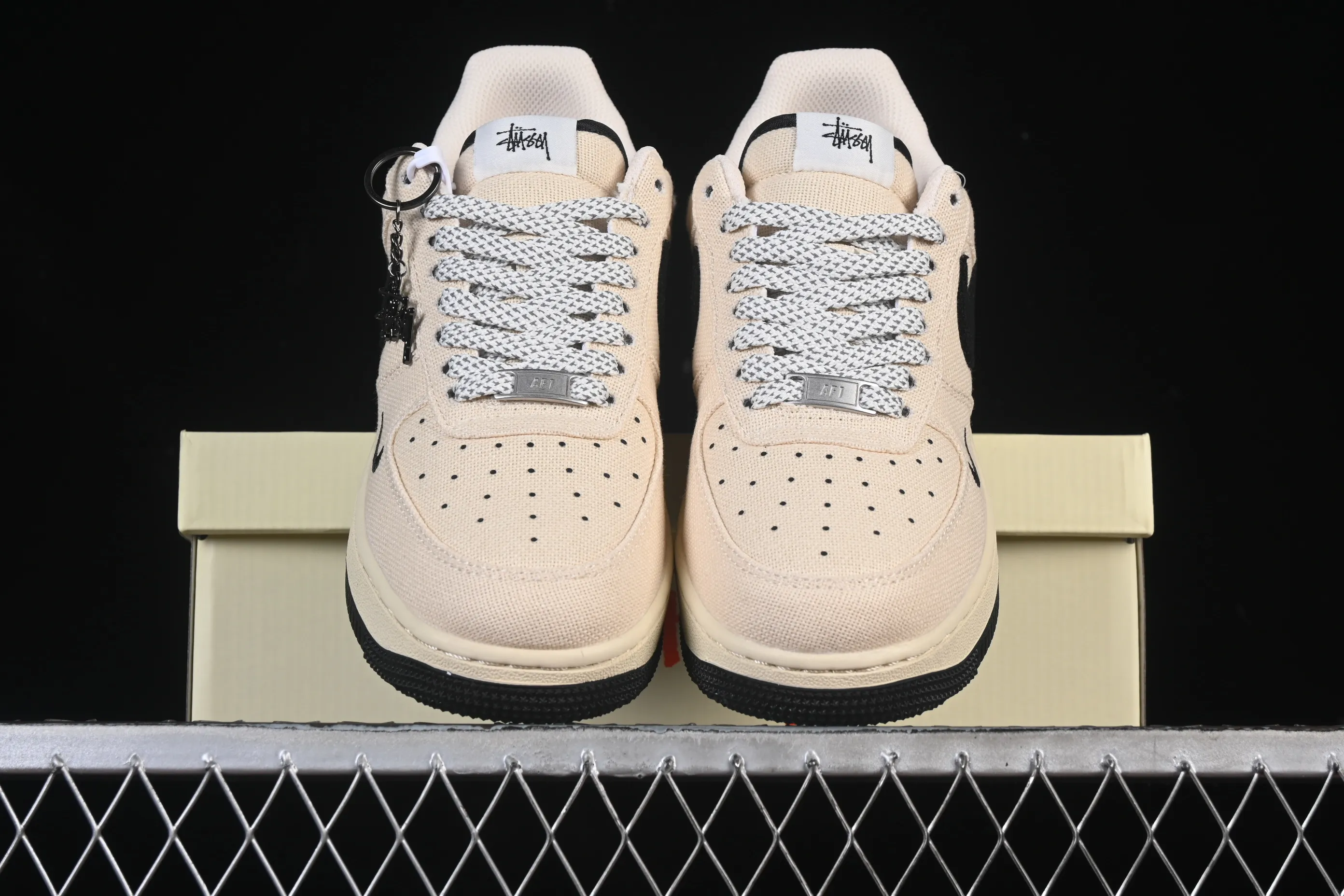 All categories Nk Air Force 1 Air Force series Nk Air Force 1 Low Air Force low-top Nike Air Force 1'07 Low Stusi co-branded beige canvas Air Force 1 low-top casual sneakers XX3168-155